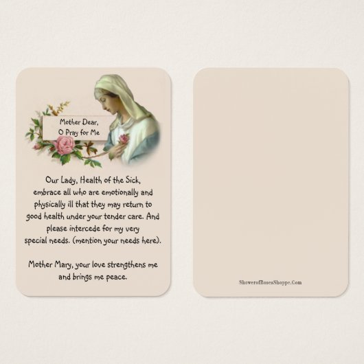Maagd Maria katholiek gebed voor de gezondheid Visitekaartje (Voorkant /achterkant)
