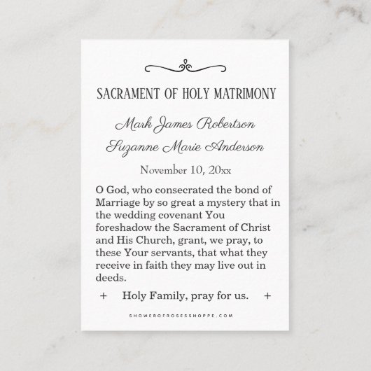 Maagd Maria katholieke bruiloft voor de Heilige Ka Visitekaartje (Achterkant)