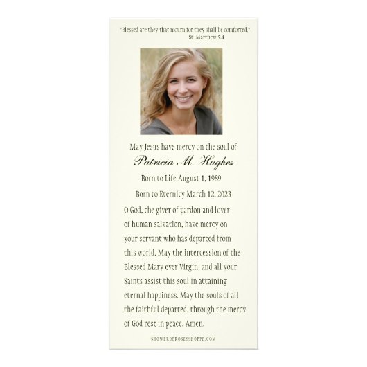 Maagd Maria Katholieke Funeral Prayer Kaart (Achterkant)