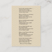 Maagd Maria katholieke  gedicht met verzegelde maa Visitekaartje (Achterkant)