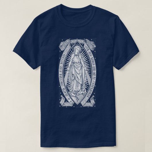 Maagd Maria Katholieke gravure T-shirt (Design voorkant)