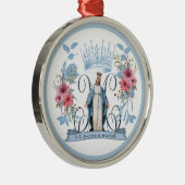 Maagd Maria Katholieke Moeder Mary Floral Metalen Ornament (Rechts)