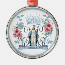 Maagd Maria Katholieke Moeder Mary Floral Metalen Ornament