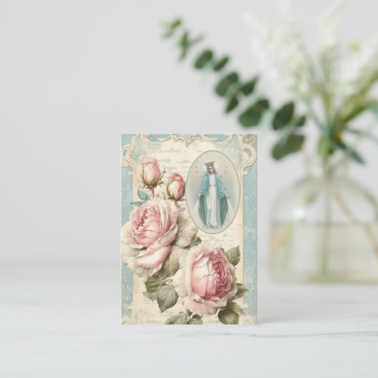 Maagd Maria Katholieke Ochtend Aanbieden Gebed Informatiekaartje (Staand voorkant)