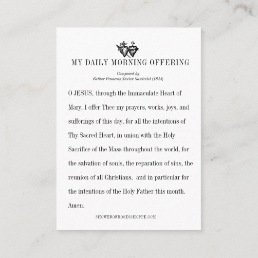 Maagd Maria Katholieke Ochtend Aanbieden Gebed Informatiekaartje (Achterkant)