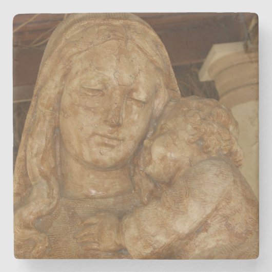 Maagd Maria & kindje Jezus Stenen Onderzetter (Voorkant)