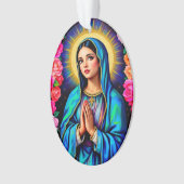 Maagd Maria Levendige Kleuren Foto Kerstboom Ornament (voorkant)