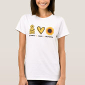 Maagd Maria, liefde en zonnebloem T-shirt (Voorkant)