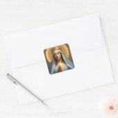 Maagd Maria Macht van Gebed Gouden Halo Kroon Vierkante Sticker (Envelop)