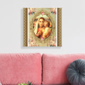 Maagd Maria Madonna Kind Jezus Rozen Rozenkrans Canvas Afdruk (Insitu (Woonkamer))