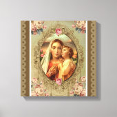 Maagd Maria Madonna Kind Jezus Rozen Rozenkrans Canvas Afdruk (Voorkant)