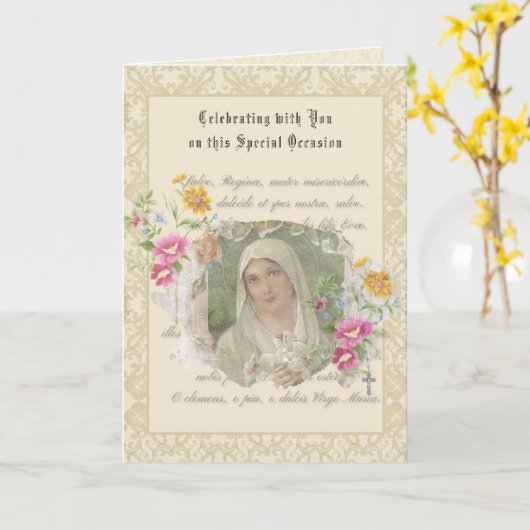  Maagd Maria Memorare Gebed Kaart (Gele Bloem)