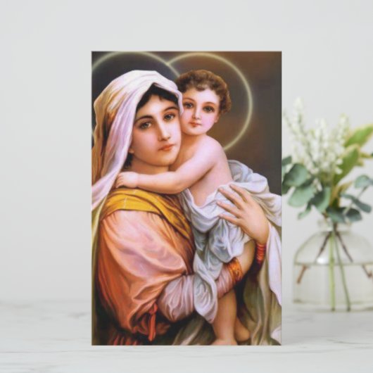 Maagd Maria met Baby Jesus Briefpapier (Staand voorkant)
