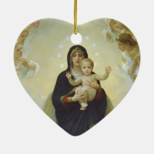Maagd Maria met Baby Jesus en Angels Keramisch Ornament (Achterkant)