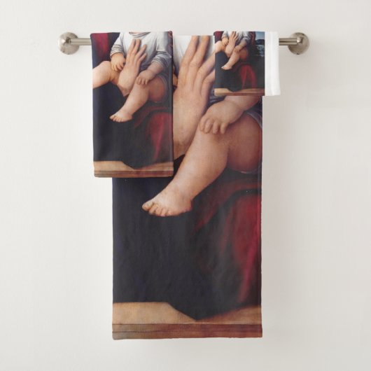 Maagd Maria met Baby Jesus en rode cherubs Bad Handdoek (Insitu)