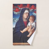 Maagd Maria met Baby Jesus en rode cherubs Bad Handdoek (Handdoek)