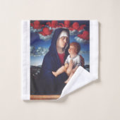 Maagd Maria met Baby Jesus en rode cherubs Bad Handdoek (Wasdoekje)
