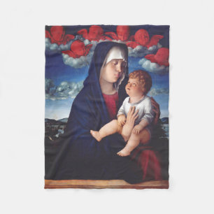Maagd Maria met Baby Jesus en rode cherubs Fleece Deken