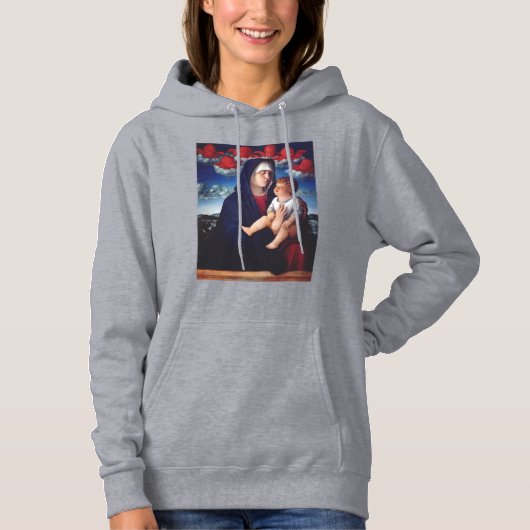 Maagd Maria met Baby Jesus en rode cherubs Hoodie (Voorkant)
