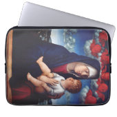 Maagd Maria met Baby Jesus en rode cherubs Laptop Sleeve (Voorkant)