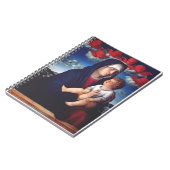 Maagd Maria met Baby Jesus en rode cherubs Notitieboek (Linkerzijde)