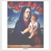 Maagd Maria met Baby Jesus en rode cherubs Sticker (Vel)