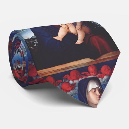 Maagd Maria met Baby Jesus en rode cherubs Stropdas (Opgerold)