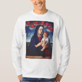 Maagd Maria met Baby Jesus en rode cherubs T-shirt (Voorkant)