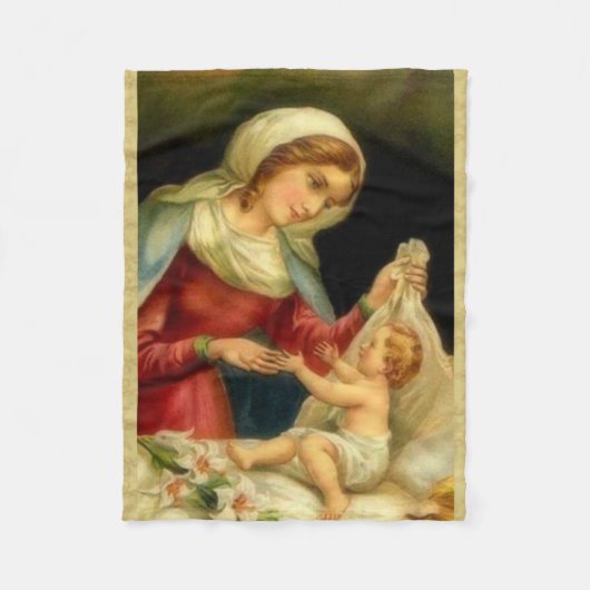 Maagd Maria met Baby Jesus Fleece Deken (Voorkant)