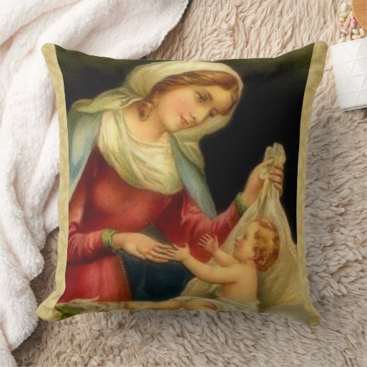 Maagd Maria met Baby Jesus Kussen (Deken)