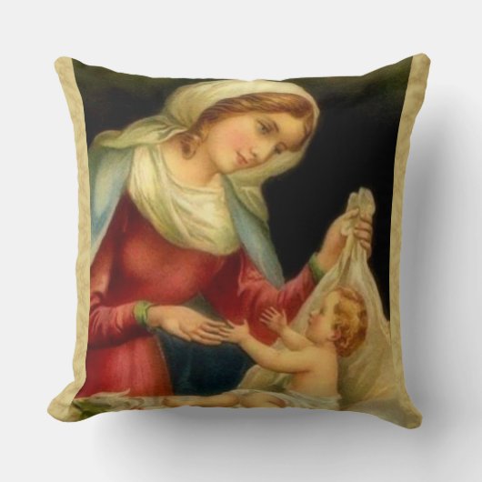 Maagd Maria met Baby Jesus Kussen (Voorkant)
