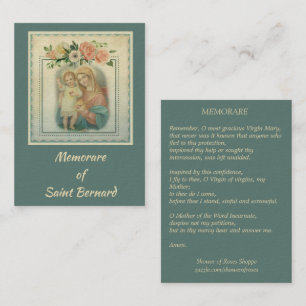 Maagd Maria met Baby Jesus Memorare Heilige Kaart Visitekaartje