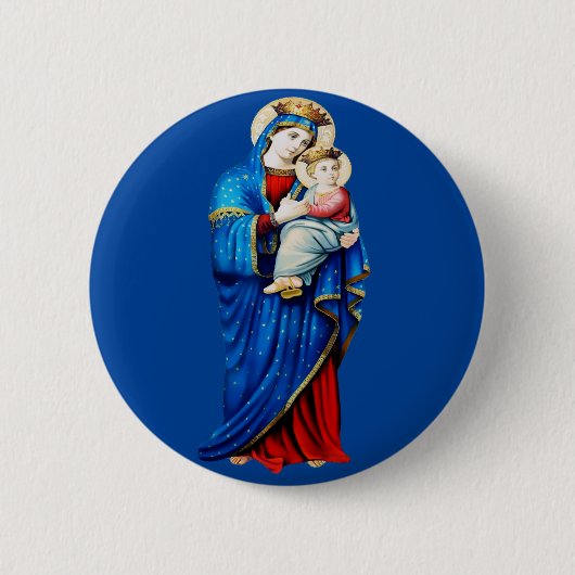 Maagd Maria met Baby Jesus Ronde Button 5,7 Cm (Voorkant)