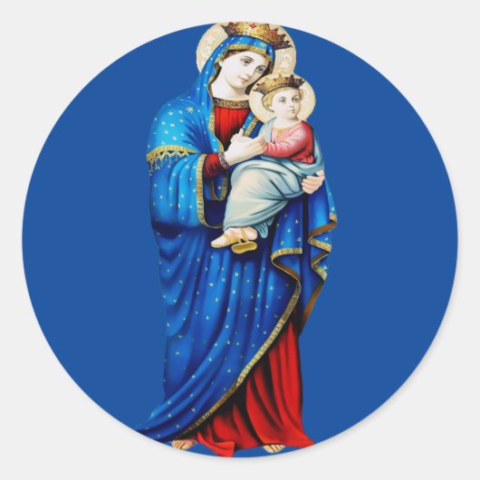 Maagd Maria met Baby Jesus Ronde Sticker (Voorkant)