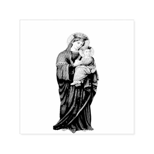 Maagd Maria met Baby Jesus Zelfinktende Stempel (Design)