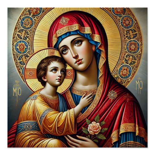 Maagd Maria met baby Jezus Christus Perfect Poster (Voorkant)