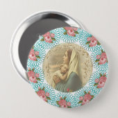 Maagd Maria met baby Jezus en rozen Ronde Button 4,0 Cm (Voorkant /achterkant)