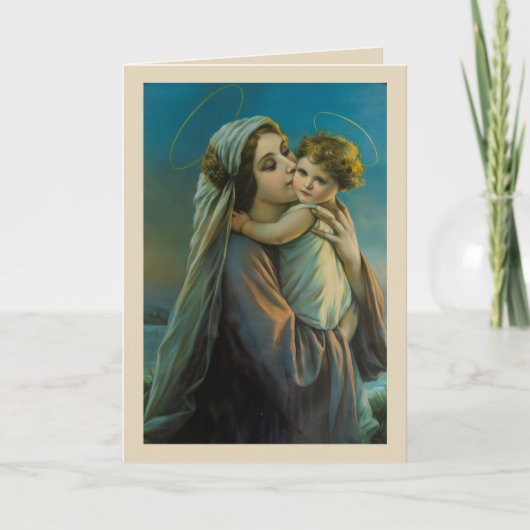 Maagd Maria met Baby Jezus, Katholieke Kunst Feestdagen Kaart (Voorkant)