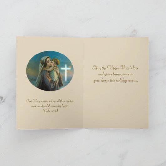 Maagd Maria met Baby Jezus, Katholieke Kunst Feestdagen Kaart (Binnen)