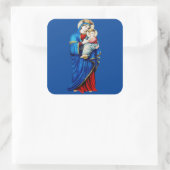 Maagd Maria met baby Jezus Vierkante Sticker (Tas)