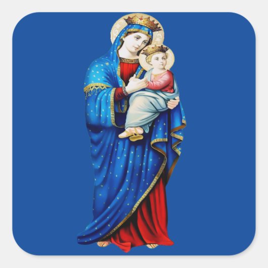 Maagd Maria met baby Jezus Vierkante Sticker (Voorkant)