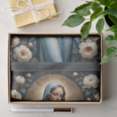 Maagd Maria met bloemen bidt voor ons Tissuepapier (Geschenk)