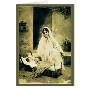 Maagd Maria met Child Jesus wieg