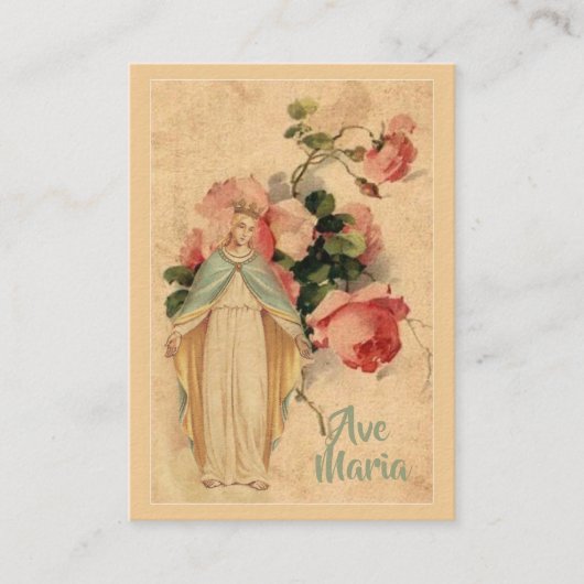 Maagd Maria met de  Floral Memorare Heilige Kaart Visitekaartje (Voorkant)
