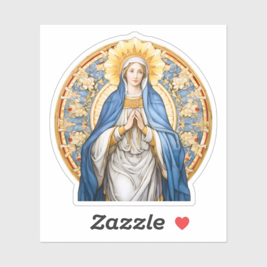 Maagd Maria met een cirkel van bloemen Vinyl Sticker (Vel)