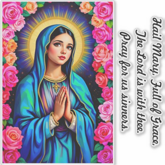 Maagd Maria met gebed Multi Size Window Sticker (Voorkant)