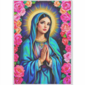 Maagd Maria met Gebedshanden Multi Size Window Sticker (Voorkant)