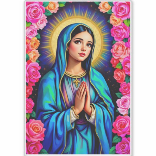 Maagd Maria met Gebedshanden Multi Size Window Sticker (Voorkant)
