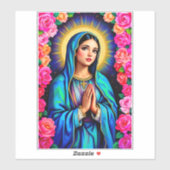 Maagd Maria met Gebedshanden Multi Size Window Sticker (Vel)