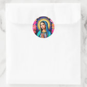  Maagd Maria met Gebedshanden & Rozen Ronde Sticker (Tas)